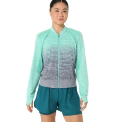 Asics Hardloopkleding*Nagino Run hardloopjack dames aurora green blue expanse