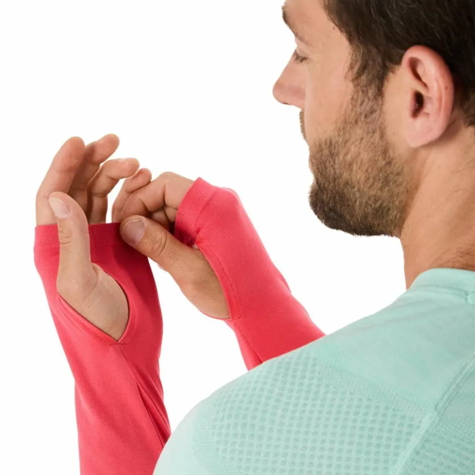 Asics Hardloopkleding*Seamless LS hardloopshirt heren coral reef oasis green