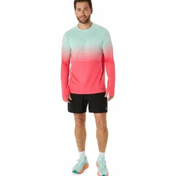 Asics Hardloopkleding*Seamless LS hardloopshirt heren coral reef oasis green