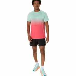 Asics Hardloopkleding*Seamless SS hardloopshirt heren coral reef oasis green