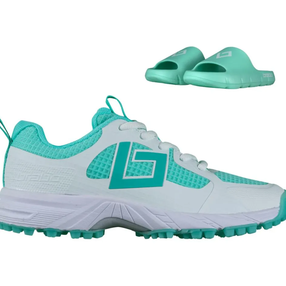 Brabo Hockeyschoenen*Tribute hockeyschoenen junior aqua white inclusief slippers