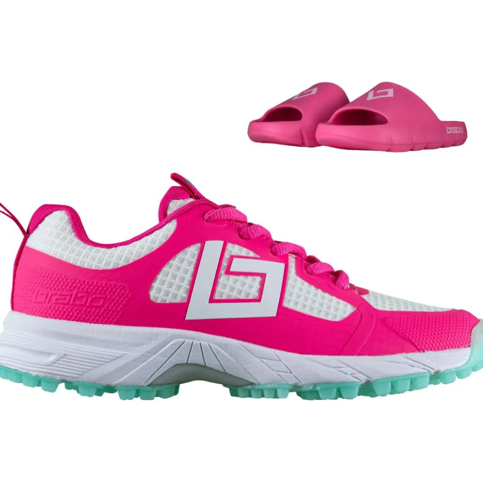Brabo Hockeyschoenen*Tribute hockeyschoenen junior pink aqua inclusief slippers