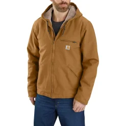 Carhartt Jassen*Relaxed Fit Washed Duck Sherpa Lined winterjas heren brown