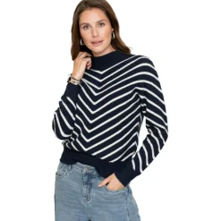 Geisha Truien & Vesten*sweater dames navy off white