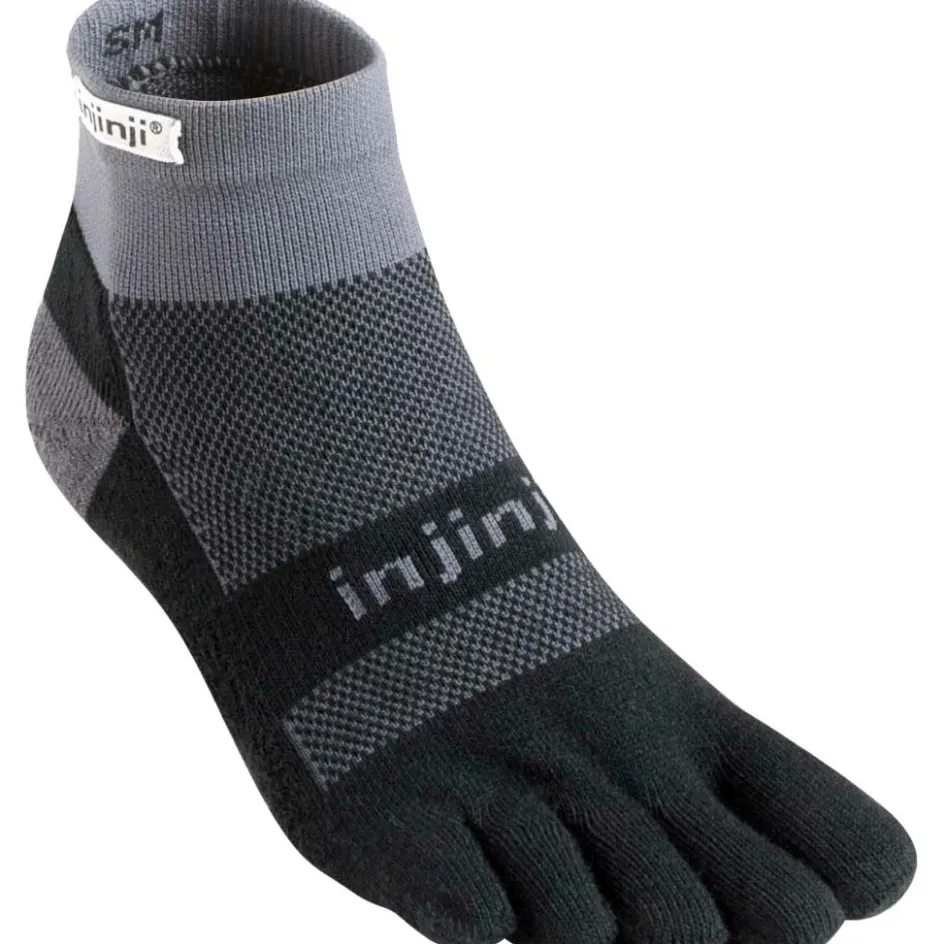 Injinji Hardloopkleding*Run Midweight Mini-Crew hardloopsokken black grey