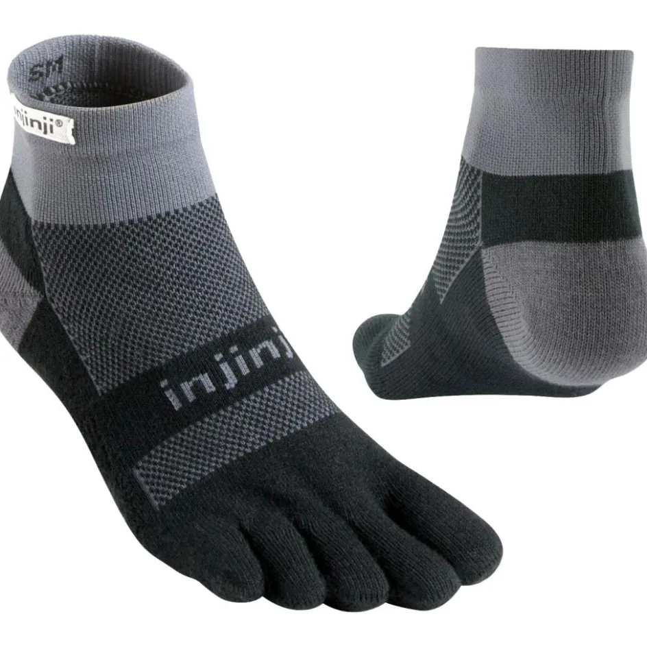 Injinji Hardloopkleding*Run Midweight Mini-Crew hardloopsokken black grey