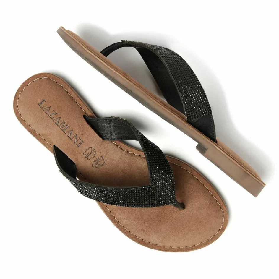 Lazamani Slippers*75.803 slippers dames diamond sheet black