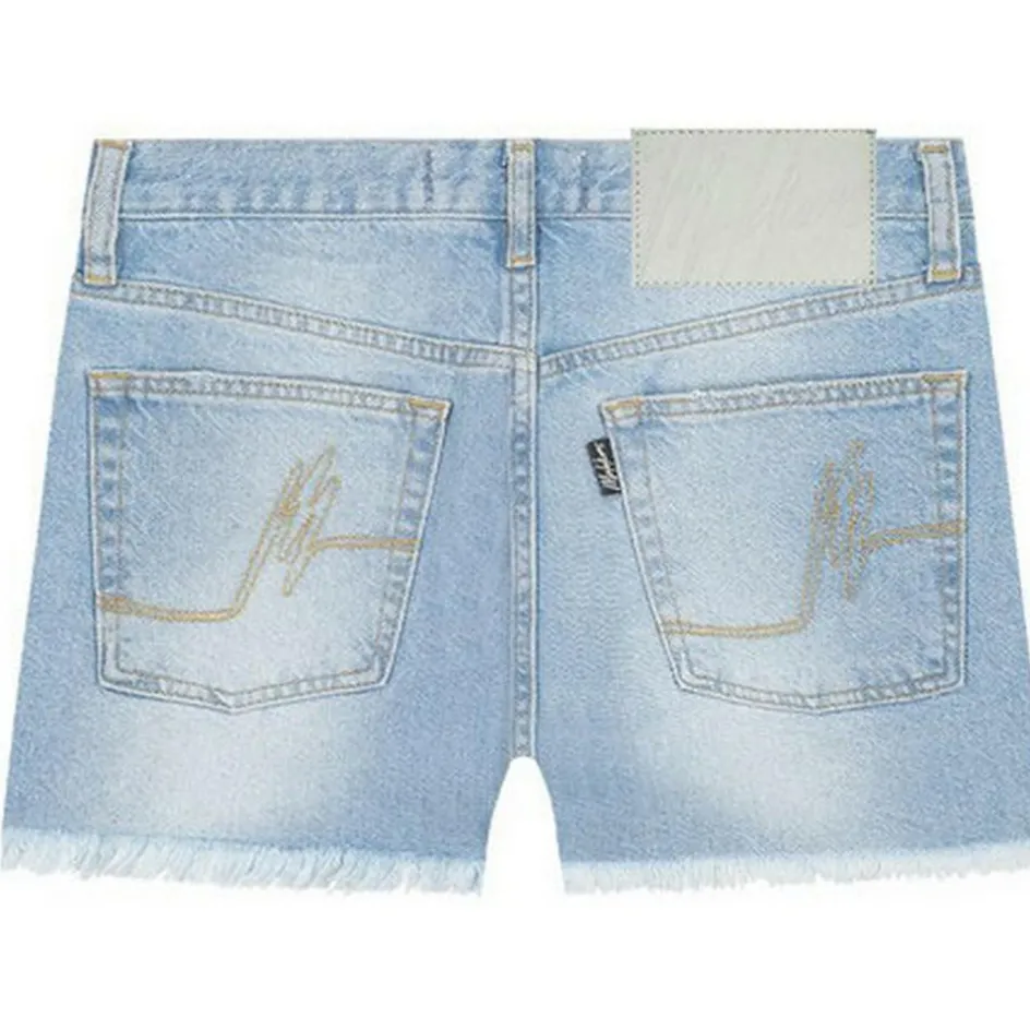 Malelions Broeken*Damaged Denim short dames light blue