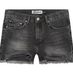 Malelions Broeken*Damaged Denim short dames black