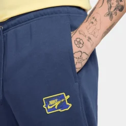 Nike Broeken*Club FT Bolt joggingbroek heren midnight navy  lightening