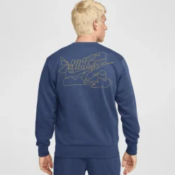 Nike Truien & Vesten*Club FT Crew Bolt sweater heren midnight navy  lightening