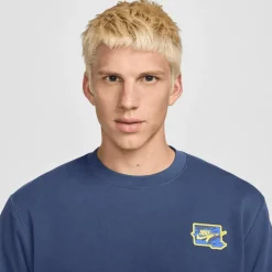 Nike Truien & Vesten*Club FT Crew Bolt sweater heren midnight navy  lightening