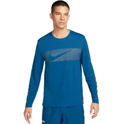 Nike Hardloopkleding*Miler Flash Dri-FIT hardloopshirt heren court  blue reflective silver