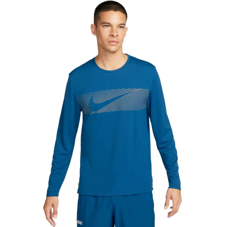 Nike Hardloopkleding*Miler Flash Dri-FIT hardloopshirt heren court blue reflective silver
