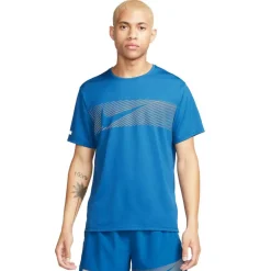 Nike Hardloopkleding*Miler Flash Dri-FIT UV hardloopshirt heren court  blue reflective silver
