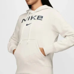 Nike Truien & Vesten*Sportswear Phoenix Fleece Logo hoodie dames light  orewood brown white armor