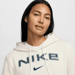 Nike Truien & Vesten*Sportswear Phoenix Fleece Logo hoodie dames light  orewood brown white armor