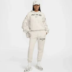 Nike Truien & Vesten*Sportswear Phoenix Fleece Logo hoodie dames light  orewood brown white armor