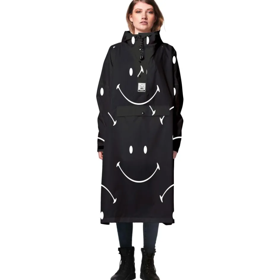 Rainkiss Regenkleding & -Laarzen*Classic Smile X Smiley regenponcho black white