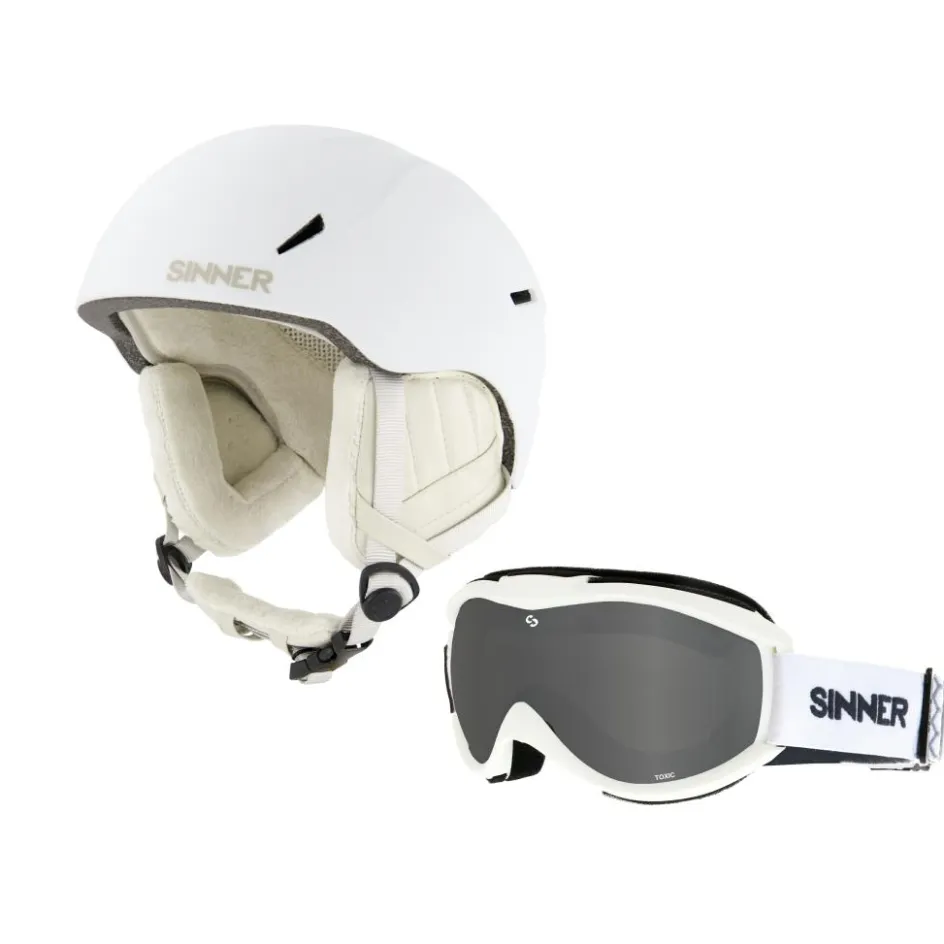 Sinner Skihelmen|Wintersport*Combi-pack CREST skihelm met Toxic skibril white