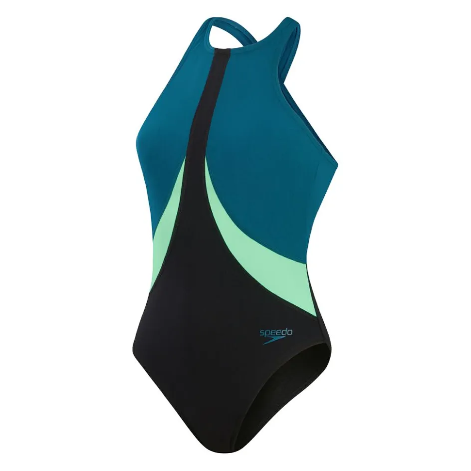 Speedo Badpakken*Colourblock Highneck badpak dames black teal