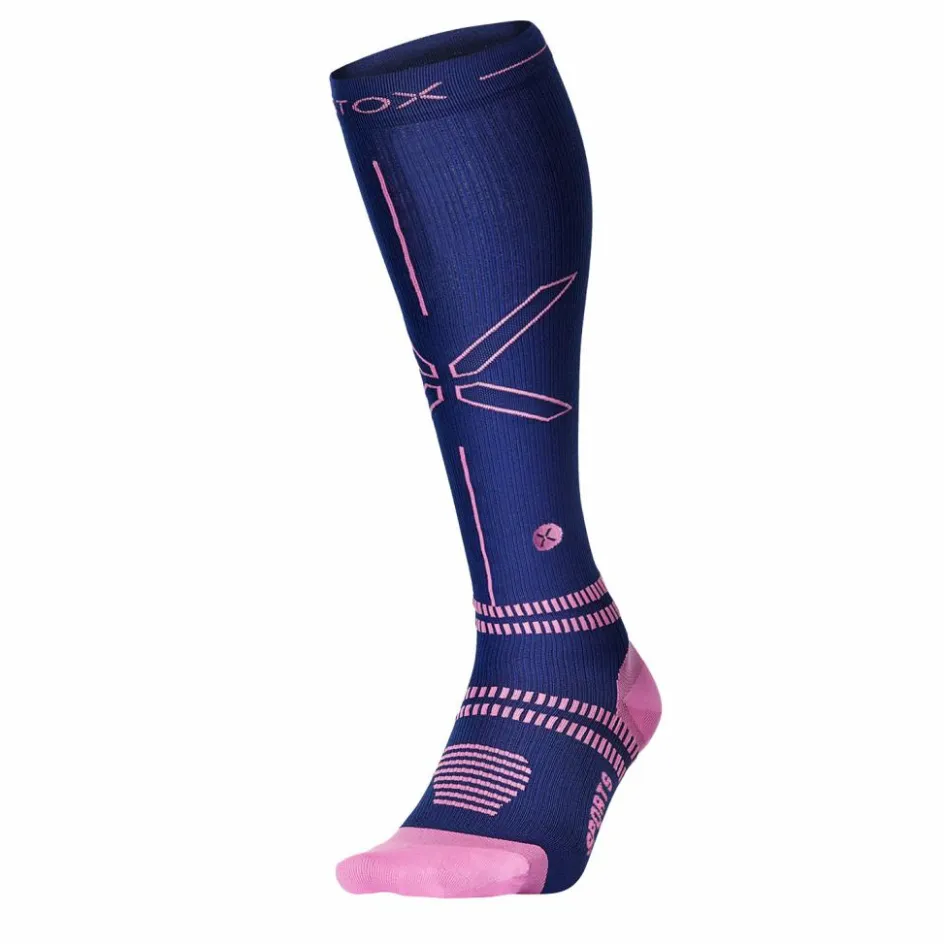 STOX Energy Socks Hardloopkleding* Sports hardloop compressiesokken dames dark blue pink